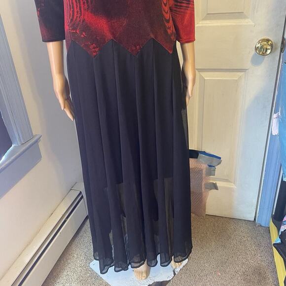 Vintage 90s Pyramid Collection Velvet Maxi Dress Goth Boho Witchy Renaissance S - Picture 11 of 11